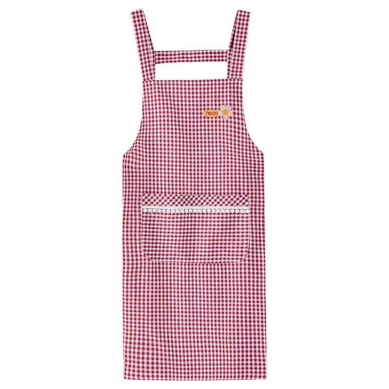 Cotton apron for home kitchen cooking, oil-proof backstrap work clothes, fresh and fashionable waist-encircling coverings for adults at work Item Picture