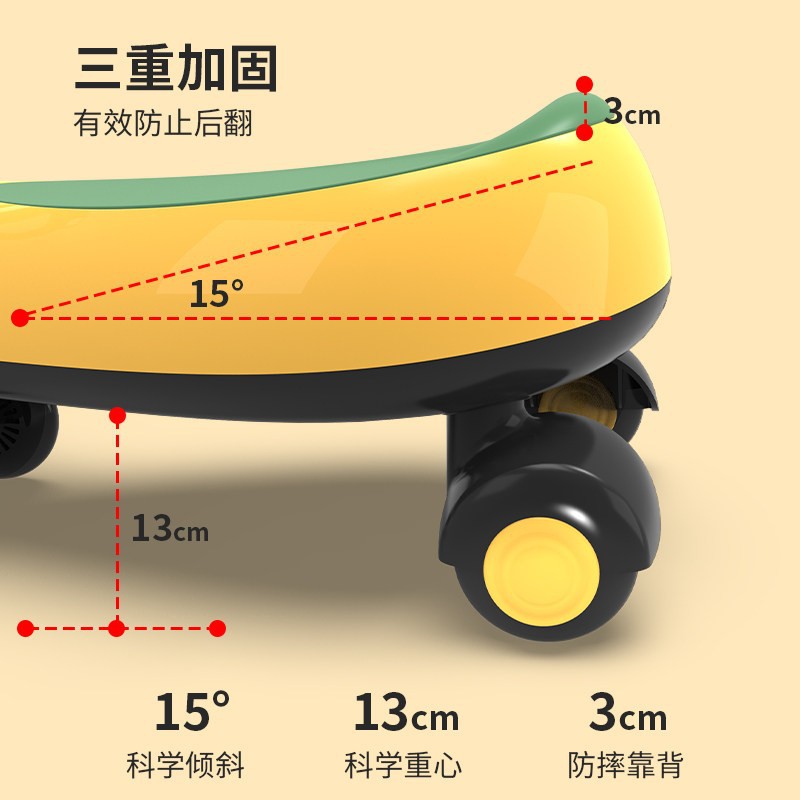 Twist Car Children's Yo-Yo Car 1-3-6 Baby Silent Universal Wheel Anti-Rollover Boy And Girl Girl Swing Car Application Scenario