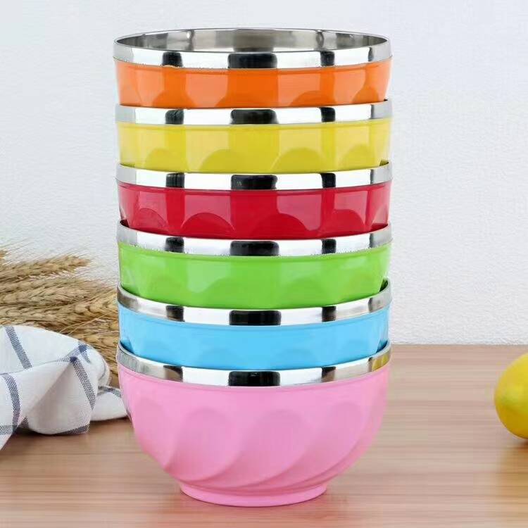 Lily Bowl, children's bowl, stainless steel bowl, Double-layer colored bowl, heat-insulating vacuum insulated bowl, soup bowl, anti-drop bowl, 2-yuan store Specification image