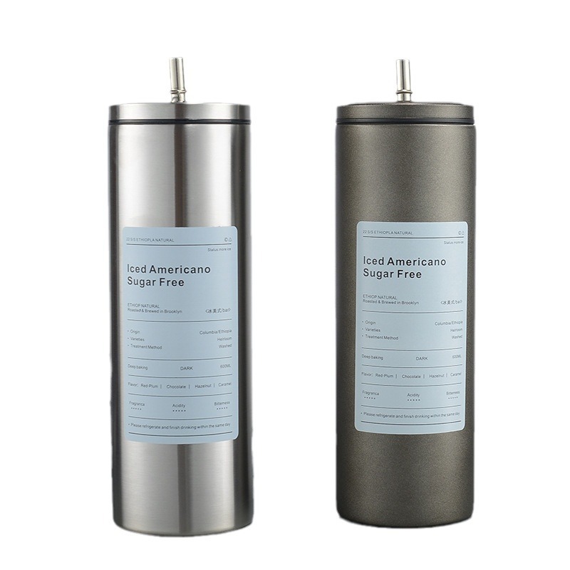A new summer double-layer stainless steel straw cup with large capacity for heat and cold preservation, a casual gift coffee and car cup Item Picture