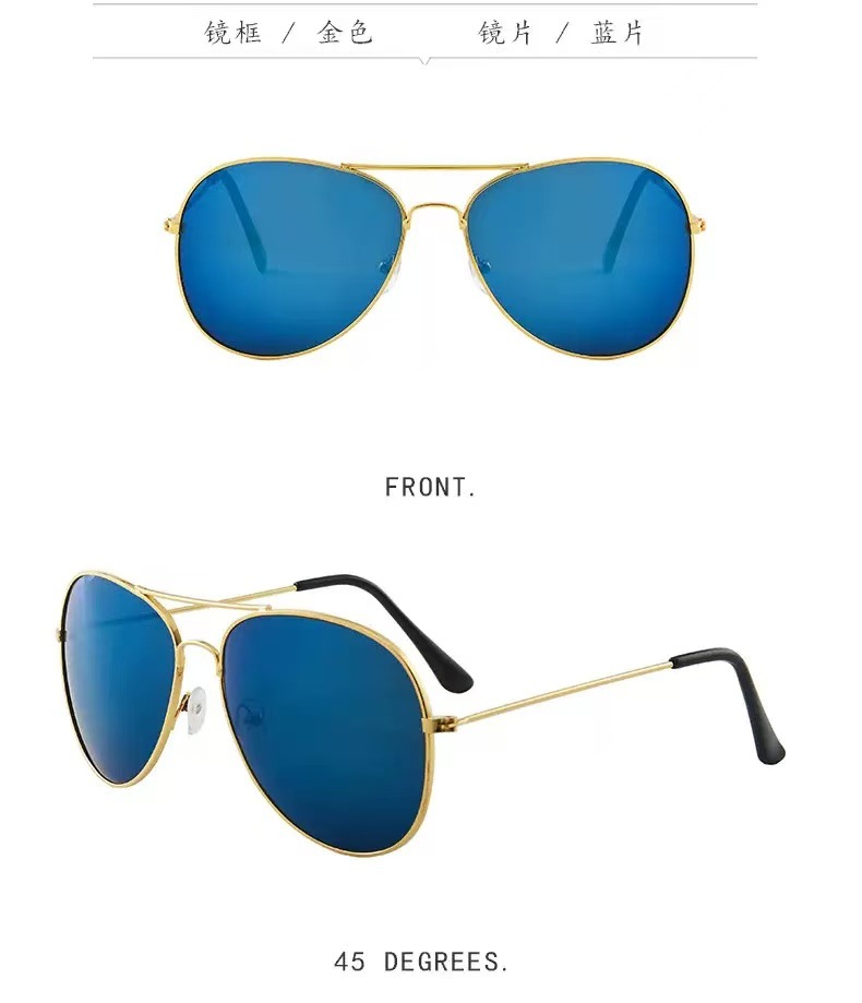 Classic double-beam 3026 g aviator sunglasses, driving and fishing sun protection sunglasses, color film fashionable pilot glasses pic 18