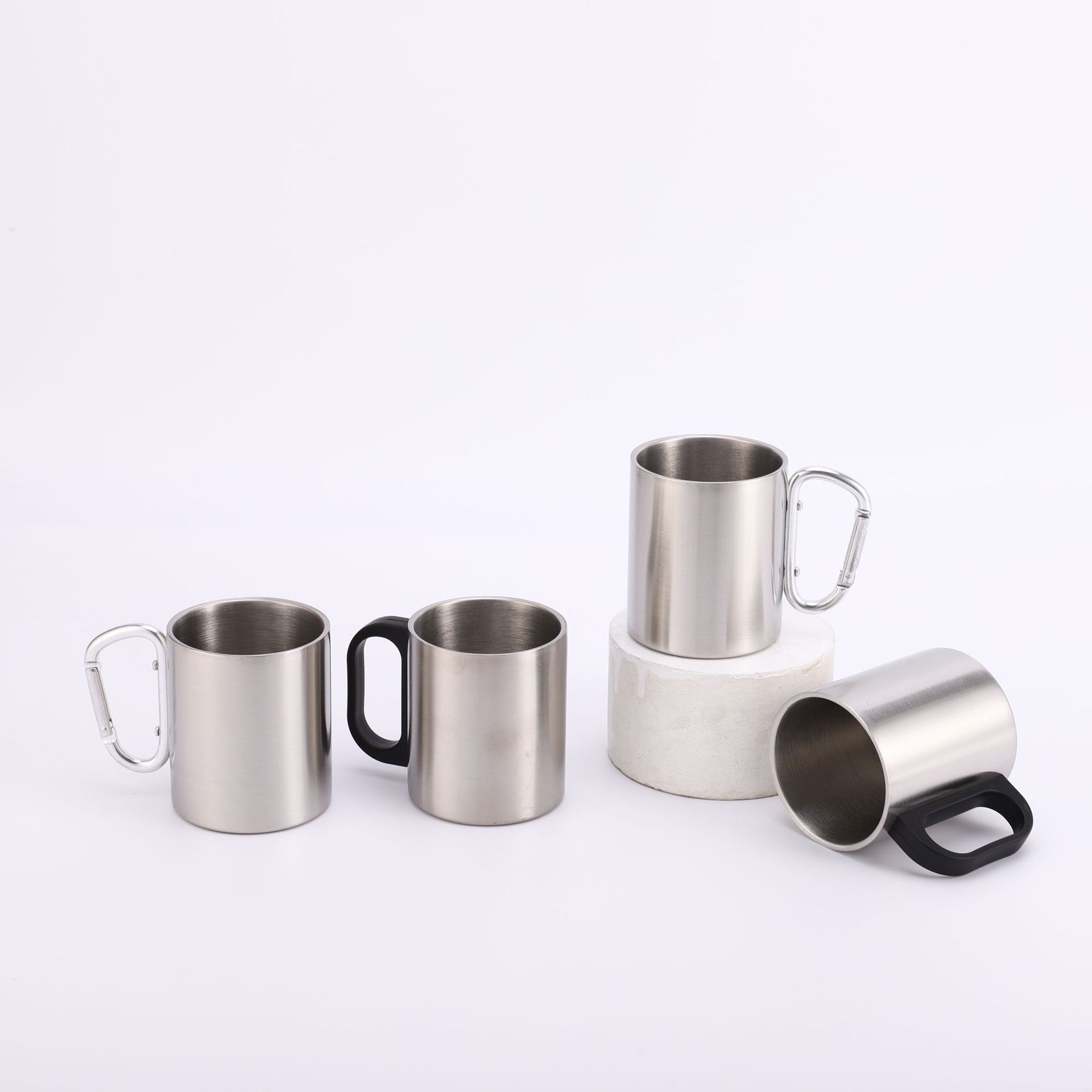 Wholesale of cross-border 304 stainless steel mini mugs with LIDS, handles, multi-functional and shock-resistant water cups details Picture