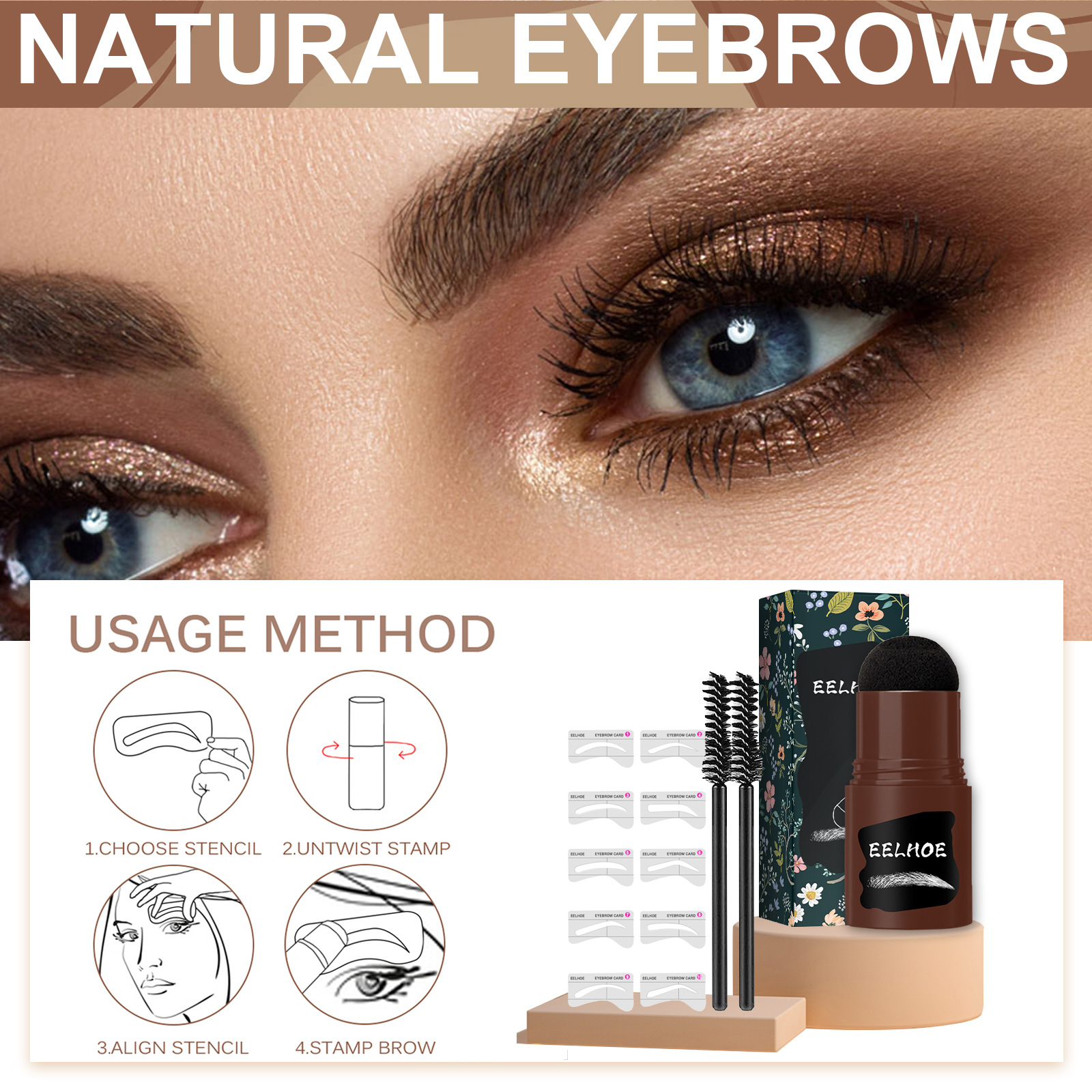 EELHOE eyebrow stamp 眉印套装自然发际线粉眉卡上妆阴影修容粉