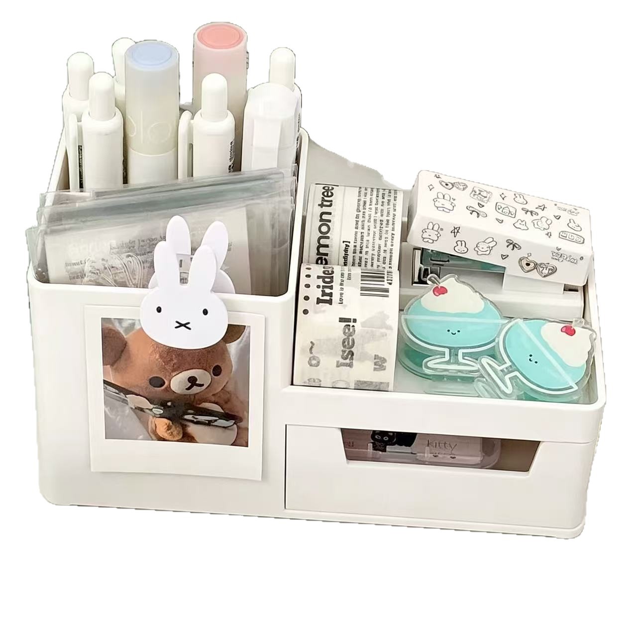 Drawer storage box, desktop office desk, student compartments, remote control, stationery storage, household multi-compartment large plastic box Item Picture