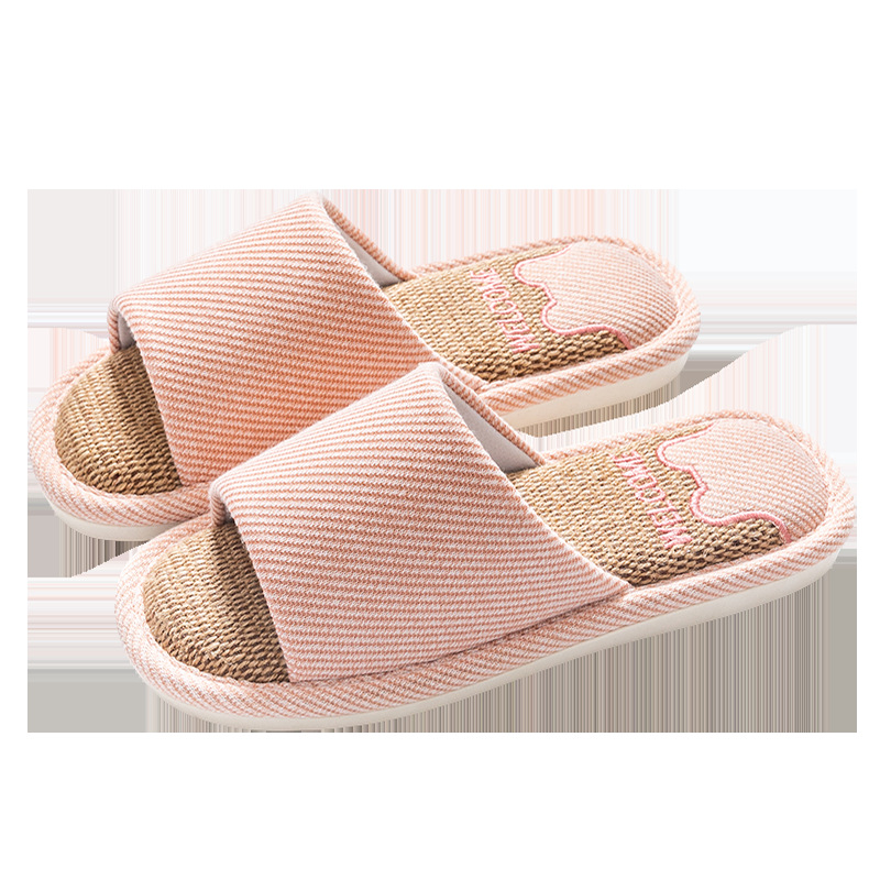 Linen slippers for women, summer indoor home, anti-slip home floor, all-season couple, cotton and linen cloth slippers for men Item Picture