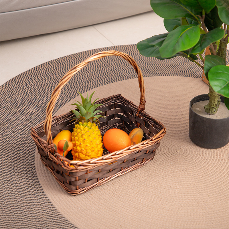 Willow weaving storage baskets, rattan weaving storage baskets, fruit baskets, vegetable baskets, small baskets, hand-held baskets, storage frames, and woven flower baskets Application Scenario