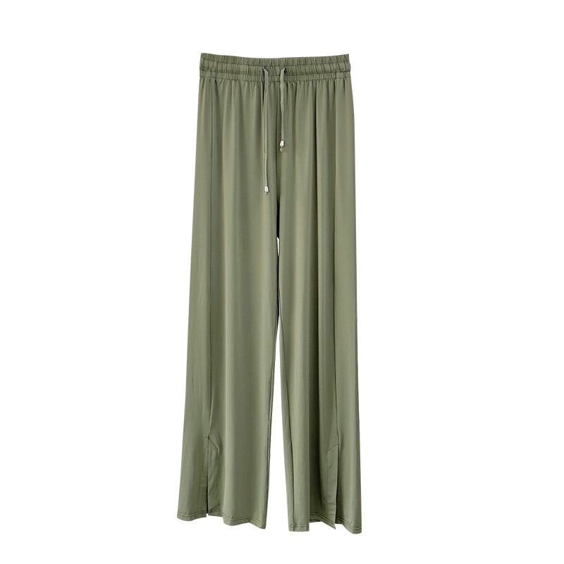 266 Casual pants, summer ice-cool, breathable, fashionable and trendy high-belt drawstring sports wide-leg quick-drying sun-protective pants for women Item Picture