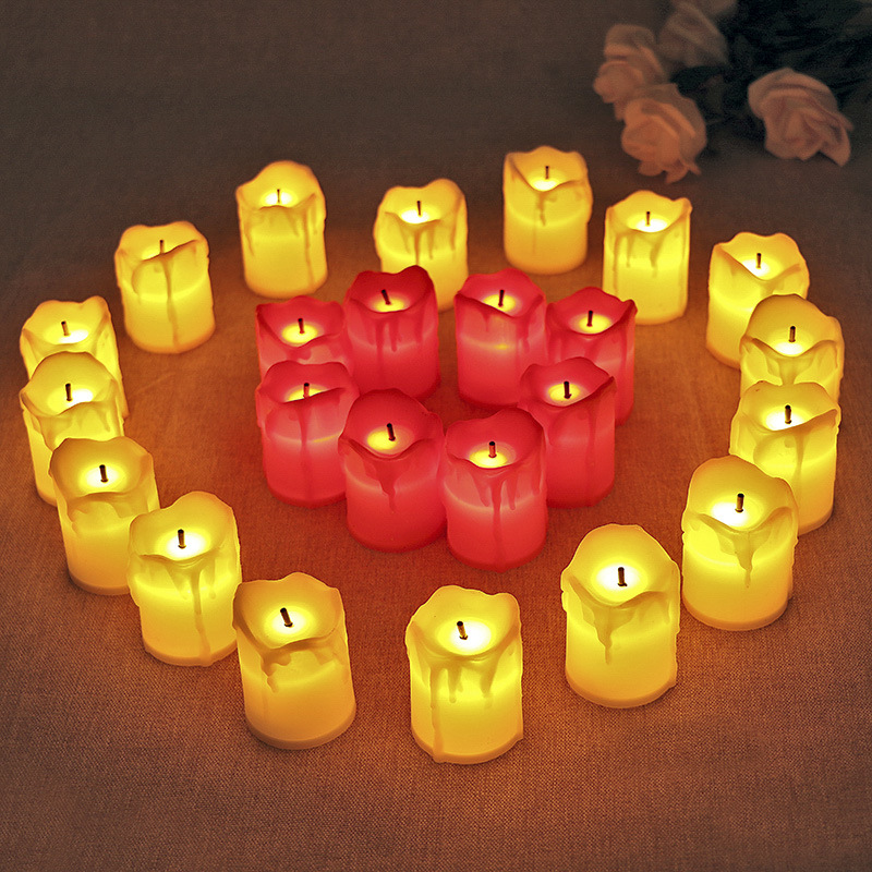 Factory direct sales of Black Heart Tearful Little Tea Wax simulation led electronic candles, smokeless wedding decoration and festival decoration details Picture