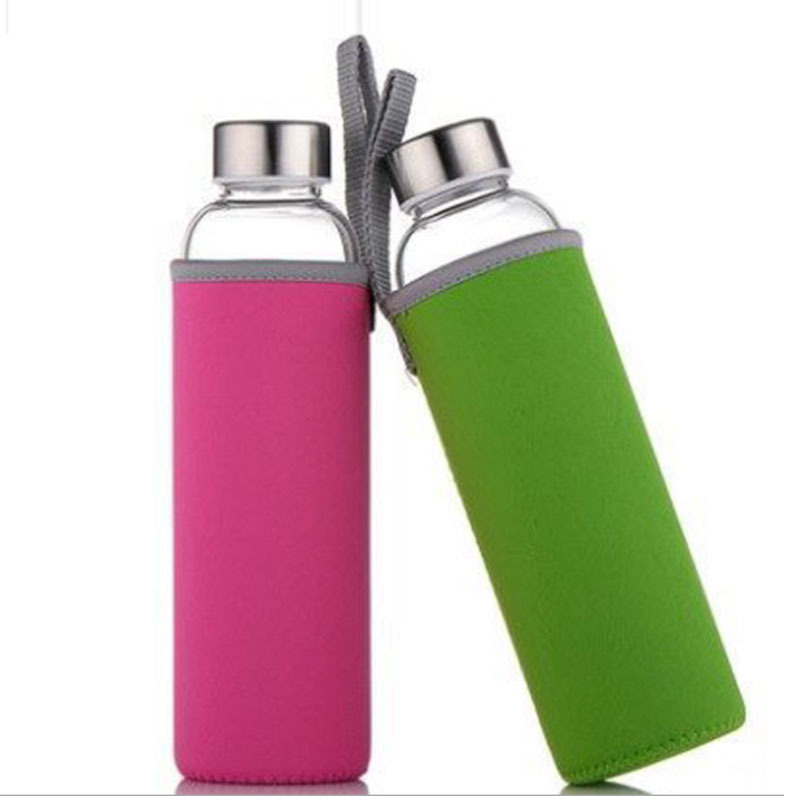 Wholesale Pure Color With Cloth Cover Anti-Ironing Sling Glass Outdoor Sports Water Cup Advertising Gift Cup Printed Logo Item Picture