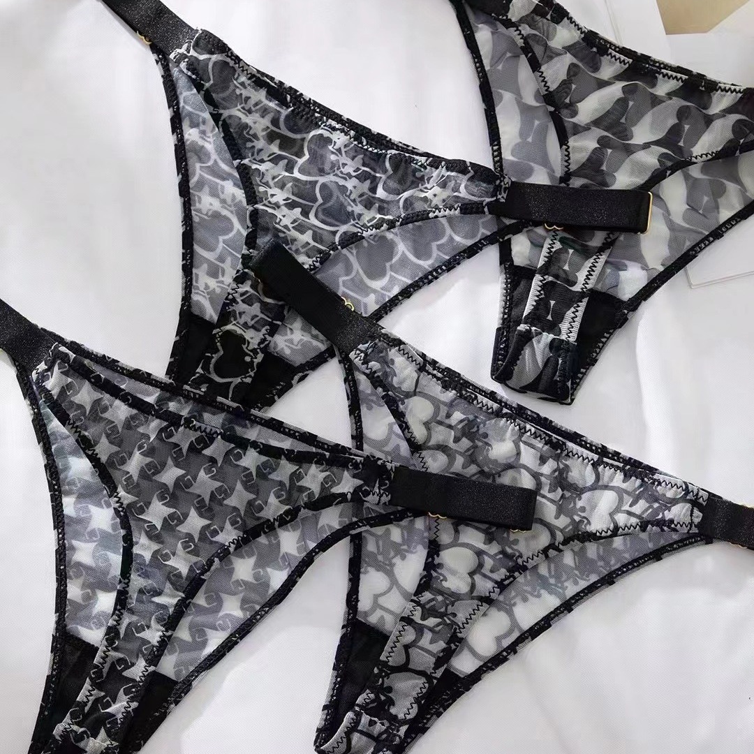 Wholesale of cross-border European and American style sexy printed mesh women's European-sized briefs that tempt women Specification image