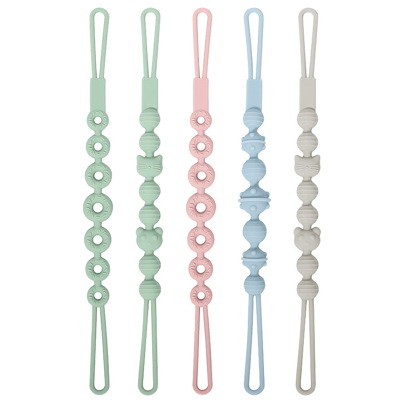 Cross-border new baby food-grade silicone pacifier chain, baby soothing teething ring, bite fun, prevent falling off, cute design Item Picture