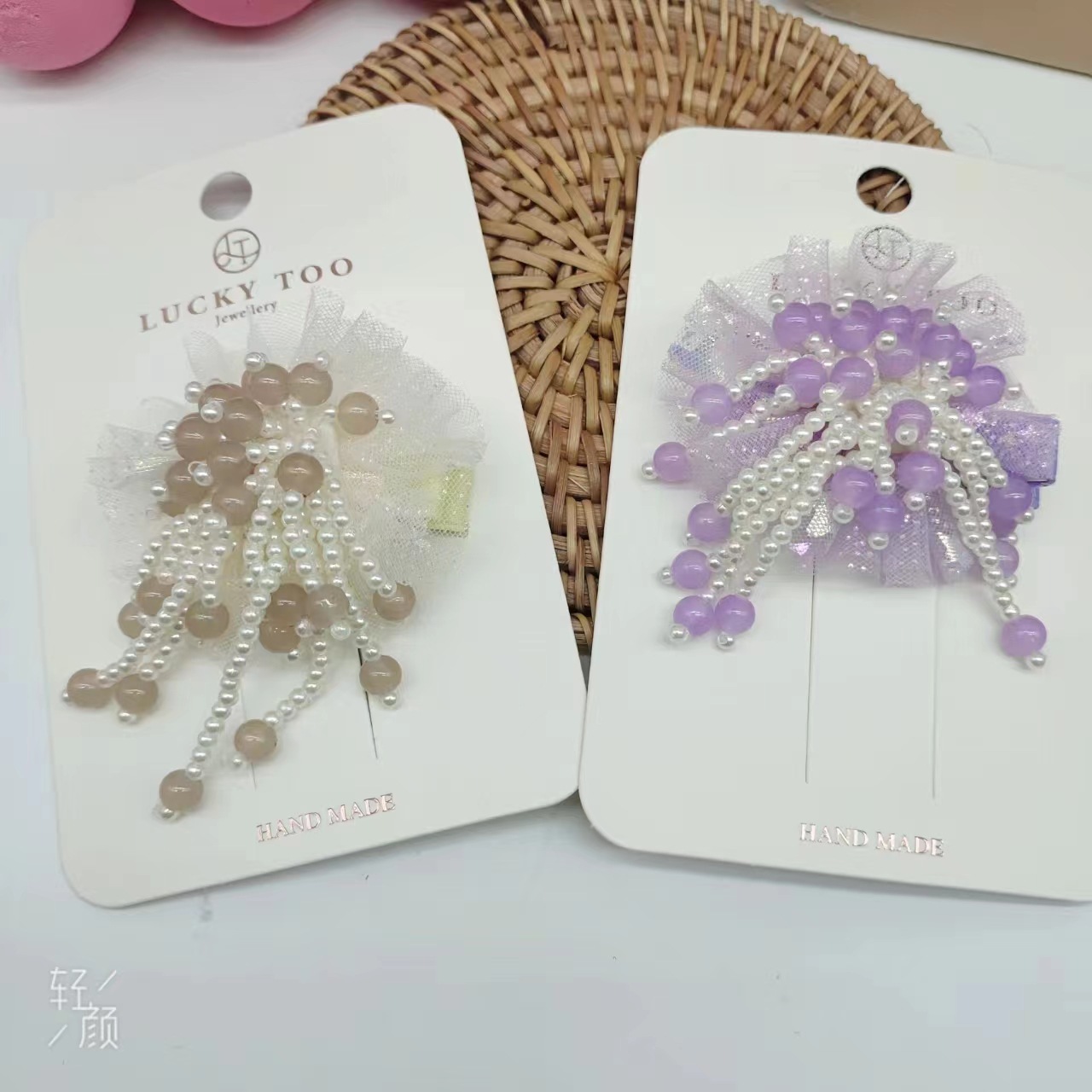 发夹LT10497新款珍珠串珠流苏极光莎莎儿童发饰发夹