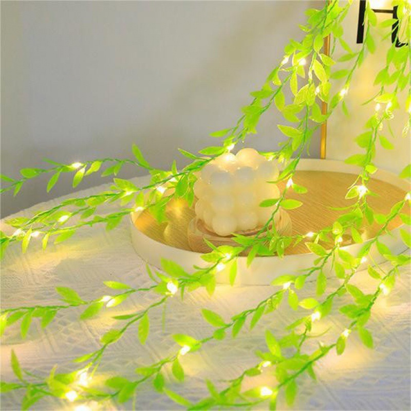 Simulated weeping willow, river-crossing dragon, rattan, willow leaf lamp accessories, willow buds, plastic leaves, willow leaf flower rings, material lighting decoration Application Scenario