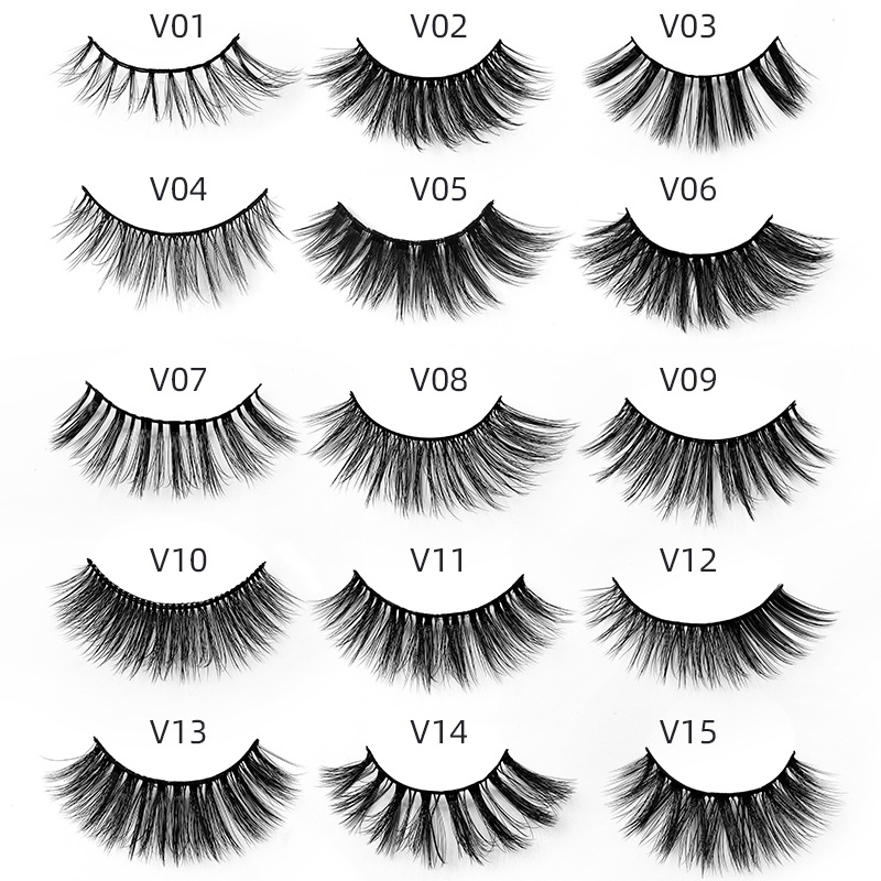 shanilak factory wholesale new 3D color base card false eyelash with mascara brush natural thickening European and American style false eyelash set Specification image