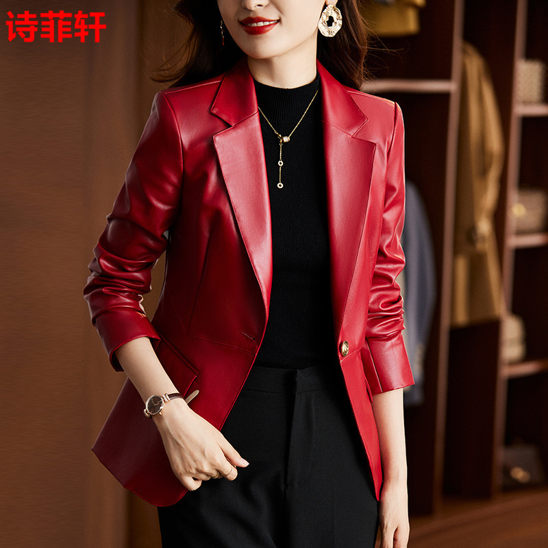 Women's leather jacket 2022 Autumn new style PU leather jacket Korean style slim and fashionable, suitable for petite people, short motorcycle wear trend