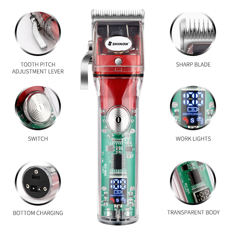 Wholesale of waterproof electric clippers specially designed for barbers, full-body water-washable haircuts, trimming and polishing hair clippers details Picture