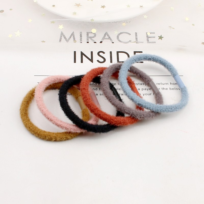 Korean Version Simple Basic Scrunchie Autumn And Winter Plush Tied Hair Leather Band Son Women's High Elastic Hair Rope Women's Hair Accessories Wholesale