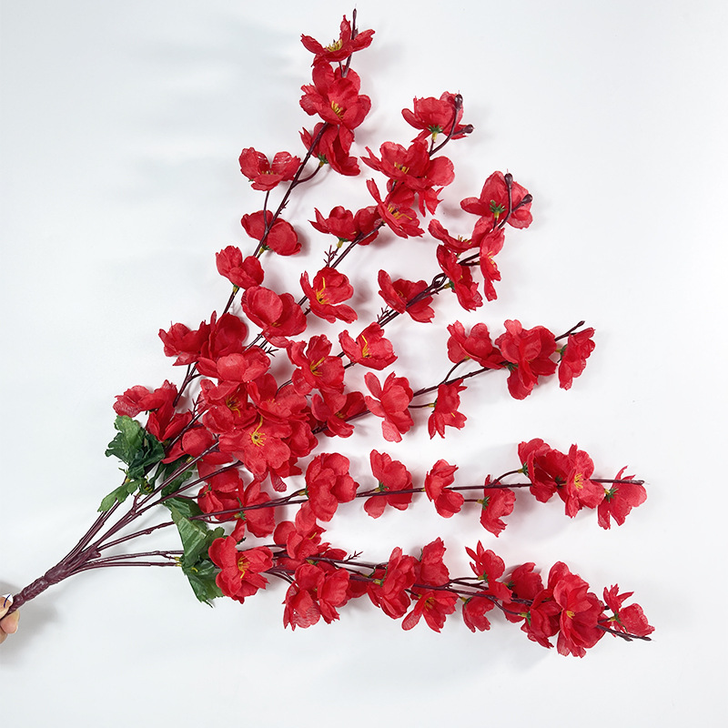 Other Simulation Crafts 7 Fork Peach Blossom Simulation Silk Flower Bouquet Hotel Wedding Decoration Plastic Artificial Flowers Sitting Room Balcony details Picture