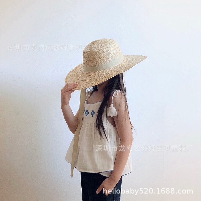 Spot 22 Summer New Children's Clothes Liilu With Embroidery Series Cotton Suspenders Shorts Halter Top Dress Specification drawing