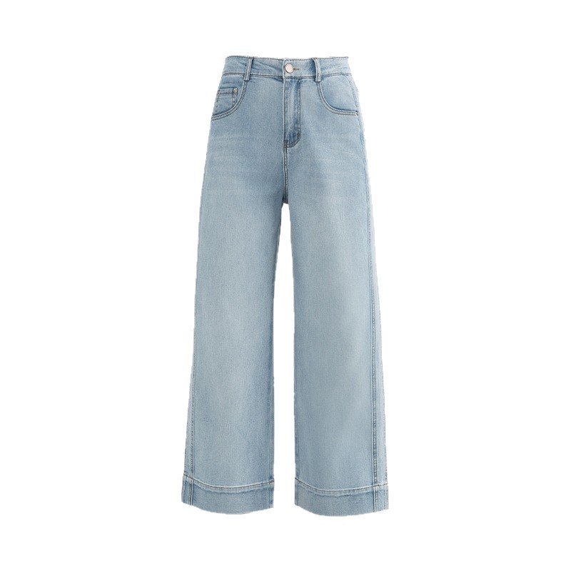 Petite friendly summer thin loose straight-leg jeans for women 2025 high-waisted slimming loose nine-inch grandma pants details Picture