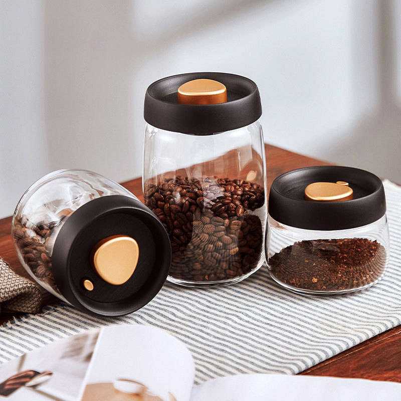 厨房透明密封罐抽真空咖啡豆保存罐玻璃储存罐食品防潮保鲜储物罐详情图4