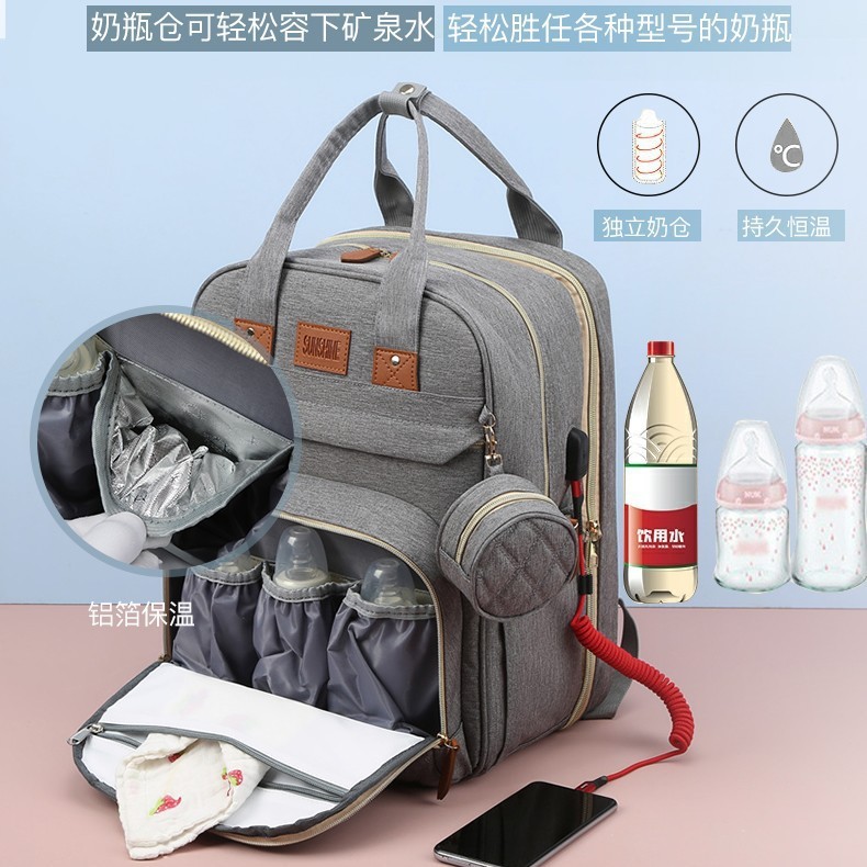 Cross-border high-end backpack, multi-functional mommy bag, lightweight and large-capacity folding crib bag for mother and baby to go out Application Scenario