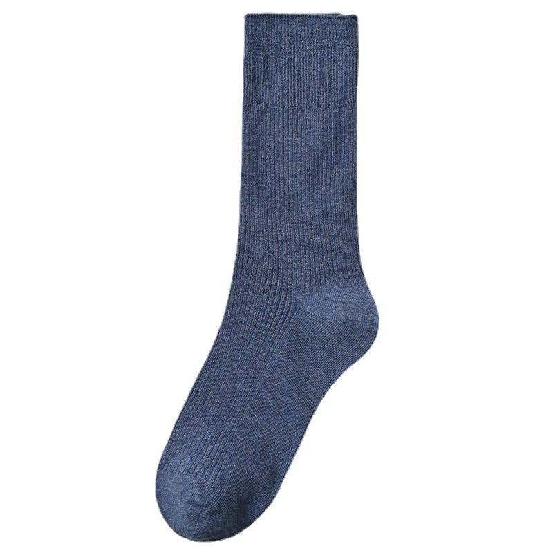 New double-needle combed cotton socks, knitted pure cotton, wear-resistant, non-pilling and non-sliding, autumn and spring style pile socks for ladies Item Picture