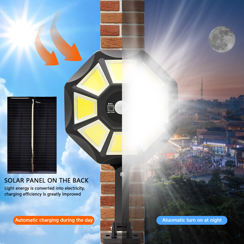 Luz de calle solar sensor infrarrojo panel solar sensor humano luz de patio a prueba de agua al aire libre lámpara de pared de jardín pic 5