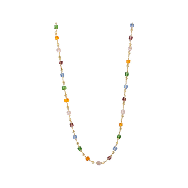 The new 2023 colorful crystal beaded necklace for women, a minimalist choker necklace with a unique summer design Item Picture