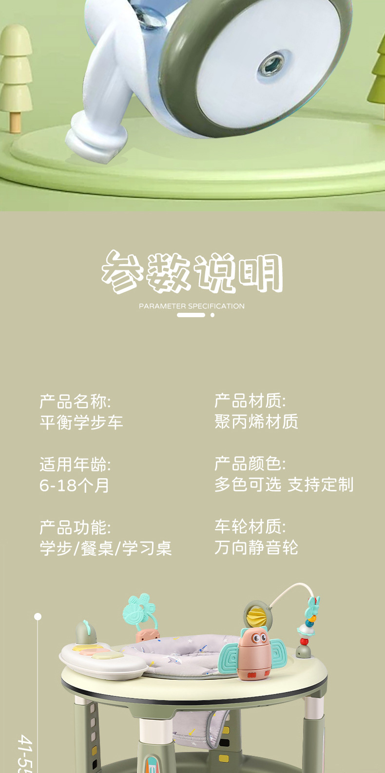 婴儿学步车男女宝宝防侧翻7-18月可坐儿童儿童车圆形可旋转厂家详情6