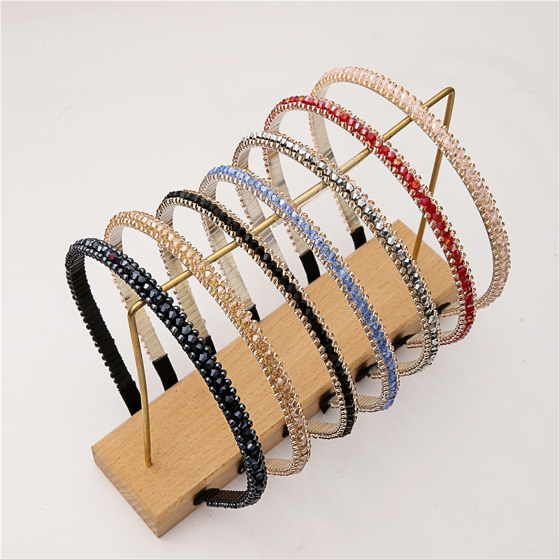 New Korean-style crystal rice bead woven fine hairband, fashionable and feminine beaded headband, anti-slip headwear, cross-border wholesale pic 2