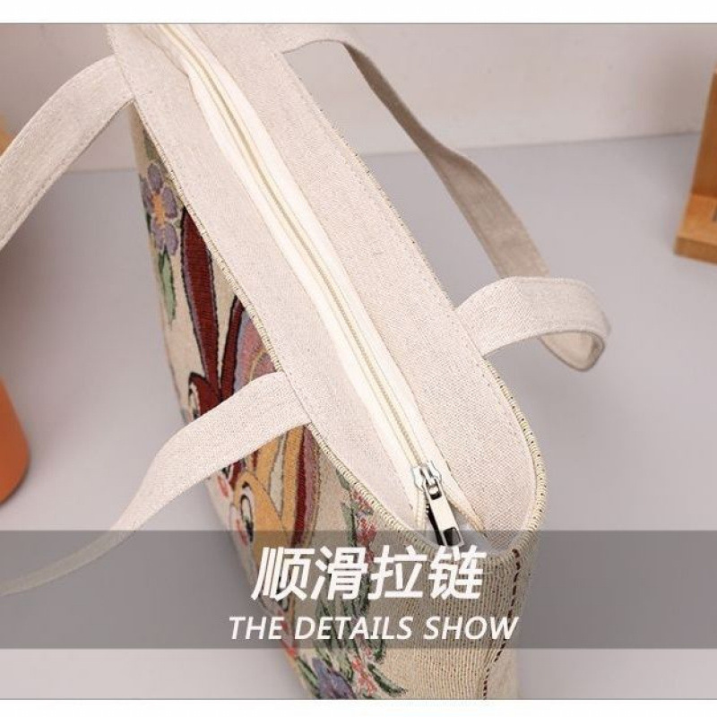 2025爆款双面提花刺绣帆布包民族风时尚手提包手拎外出露营手提包详情图3