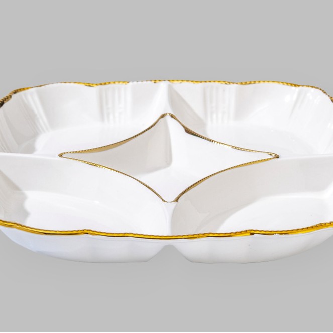 Wholesale of light luxury ceramic tableware sets, high-end gold-plated plates with gold edges