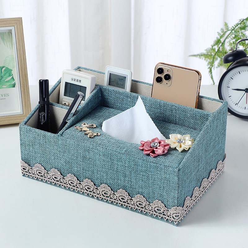 Bedside table storage box, multi-functional fabric home creative living room coffee table, tissue box, remote control toilet paper box Item Picture