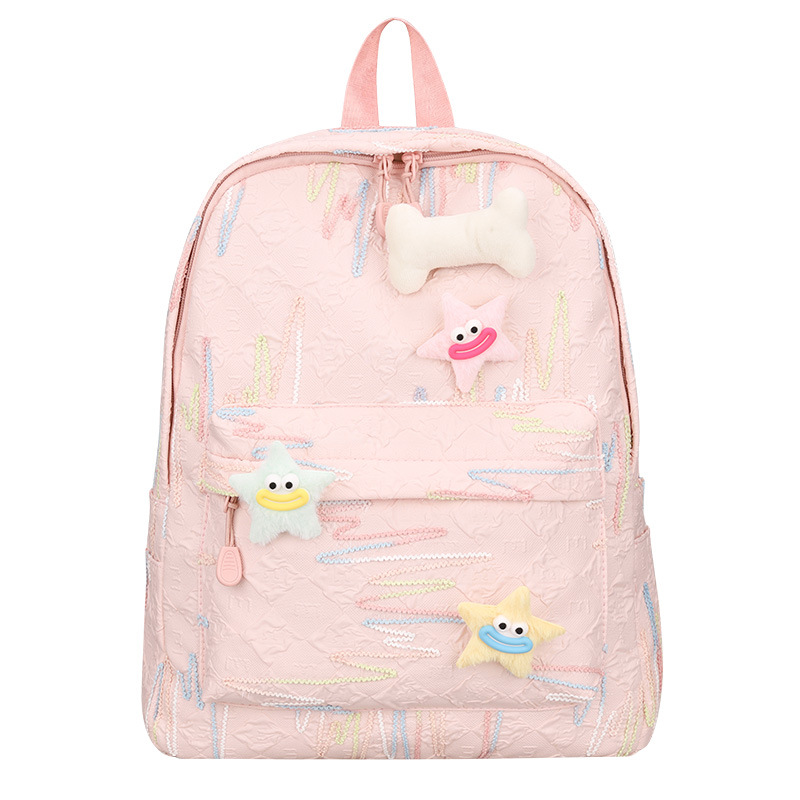 双肩包/背包/大学生书包女/双肩背包/双肩背白底实物图