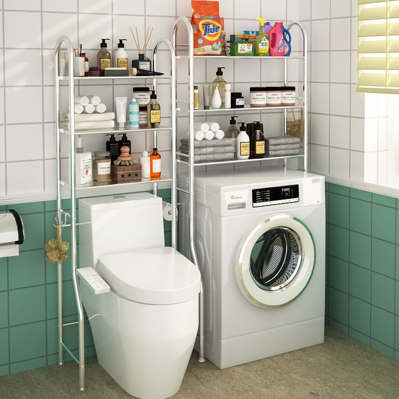 Toilet rack, bathroom non-drilling, washing machine storage, wall-mounted bathroom, toilet, washroom, basin rack wholesale Specification image
