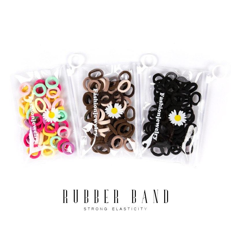 Candy Small Towel Ring With Pull Loop Daisy Bag Korean Version High Stretch Nylon Tie Hair Band Hair Tie 50 Pieces Of Leather Band Hair Accessories Leather Towel Ring