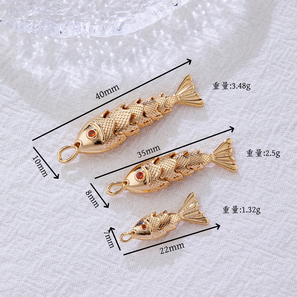 14K copper, real gold, color-preserving electroplated koi and goldfish pendant, DIY handmade jewelry, bracelet, necklace, earrings and accessories details Picture