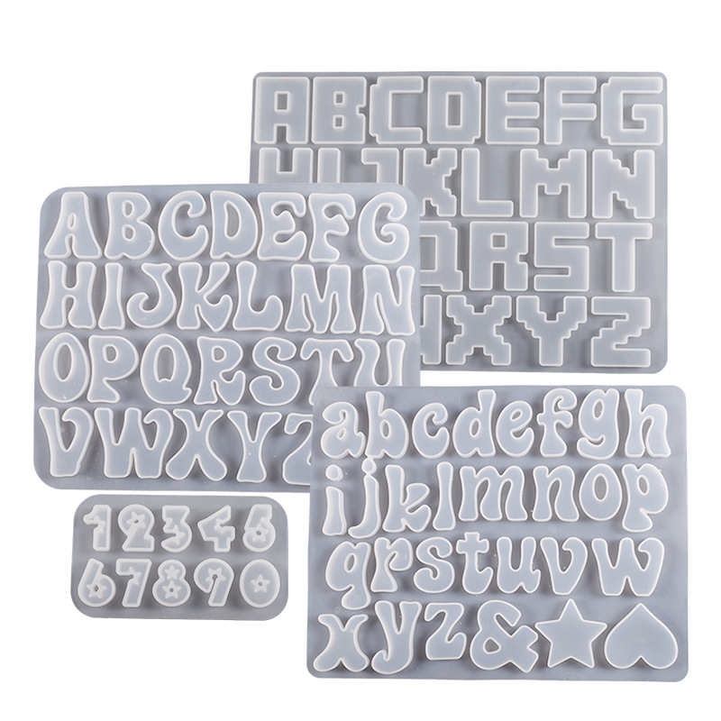 diy cristal goteo espejo mayúsculas minúsculas letras inglesas pendientes colgante número colgante molde de silicona Item Picture