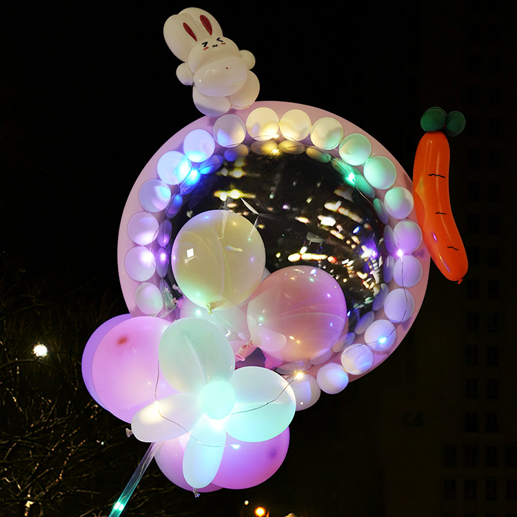 20寸网红卡通造型发光波波球全套批发夜市地摊摆摊儿童玩具气球气球气球玩具发光气球波波球铝膜气球详情图4