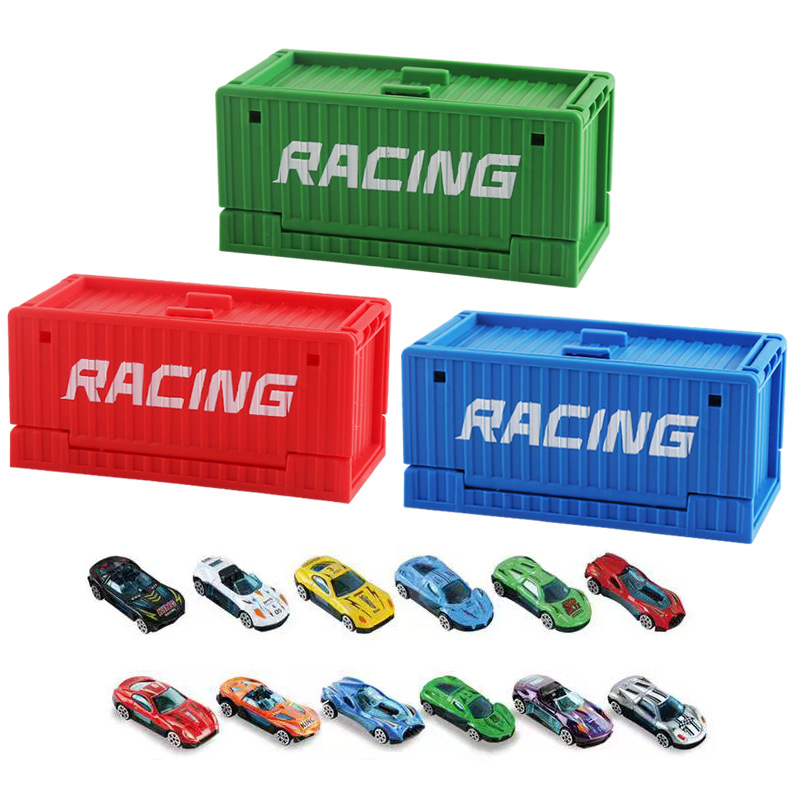 1:64 scale simulation container mini car with storage box, catapult inertial racing car battle competition children's model toy Specification image