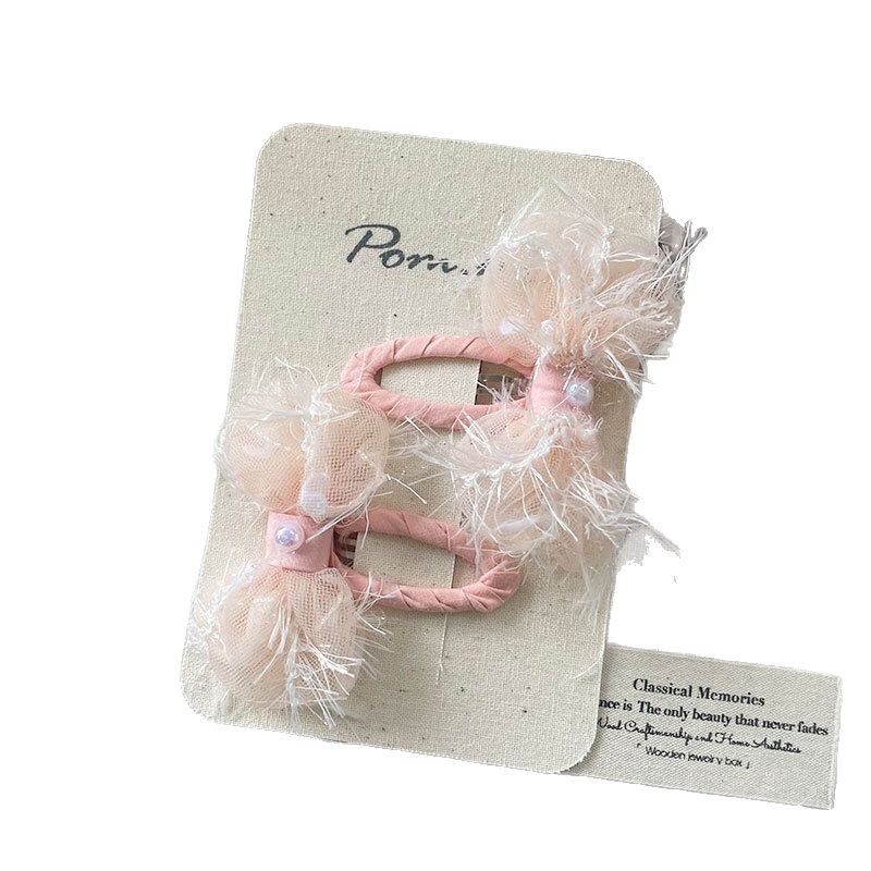 New Korean-style sweet bow hair clips, super fairy-like bangs clips for girls, fabric children's matching ponytail hair bands Item Picture
