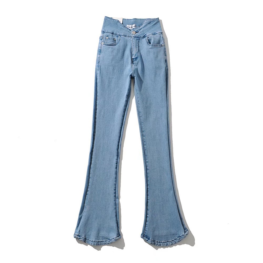 ins hot girl cintura alta flacherita pantalones vaqueros mujer otoño invierno cuello V cintura lifting cadera slim stretch mop pantalones details Picture