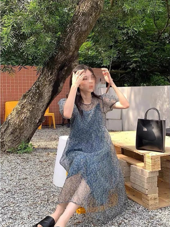 连衣裙/长裙/连衣裙欧美/女装/衣服白底实物图