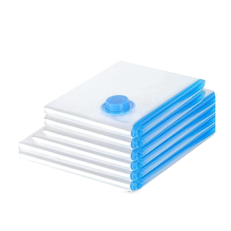 Bolsa de compresión de vacío azul transparente bolsa de almacenamiento enrollable a mano aspirador de viaje duvet edredón bolsa de almacenamiento para mudanzas Item Picture