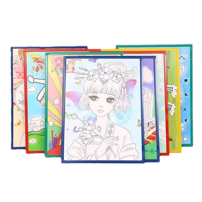 Children's doodle drawing board, park square, night market, large gouache painting, color base, watercolor painting, coloring, DIY oil painting Item Picture