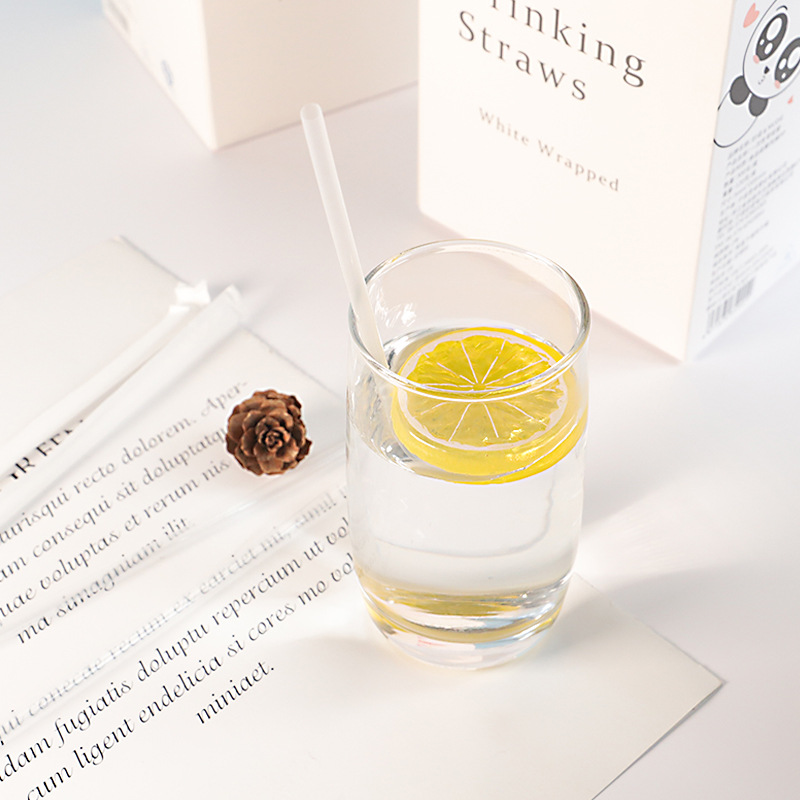 Disposable straws, independently packaged suction tubes, flat-mouthed food-grade beverage straws, flexible box-packed pp transparent straws details Picture