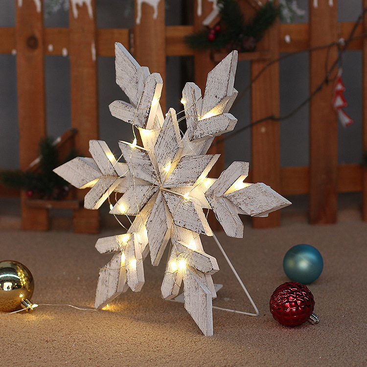 Wholesale Wooden Christmas Snowflake With Support Led Lights Snowflake Christmas Tree Decorations Set Supplies Application Scenario