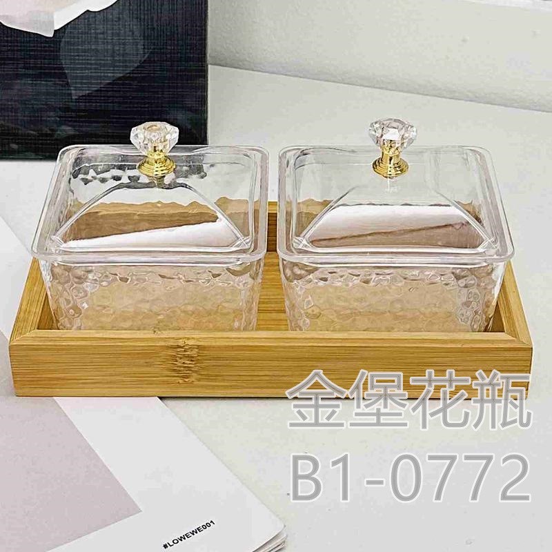 Fruit tray living room home tea table snack Hard candy snack plate snack tray tray tray tray Gold castle vase Specification drawing