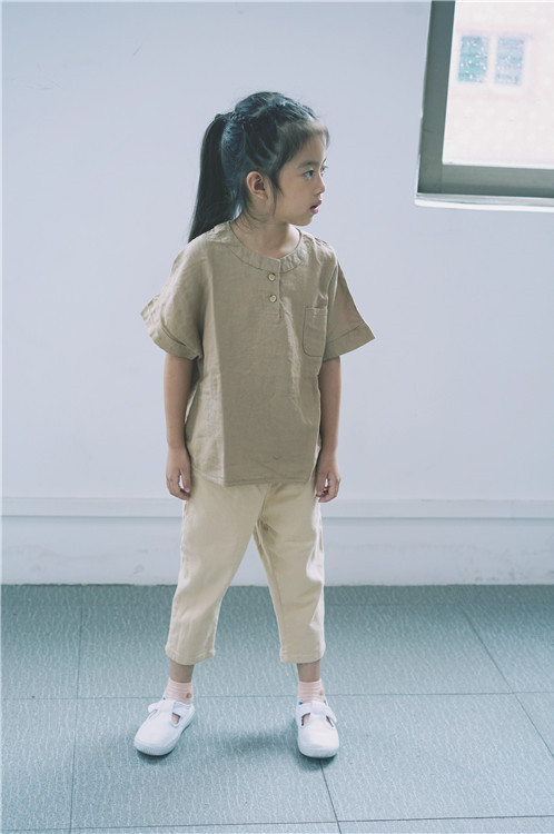 新品春季儿童t恤圆领短袖男童纯色韩版系扣女童上衣夏季百搭代发详情15